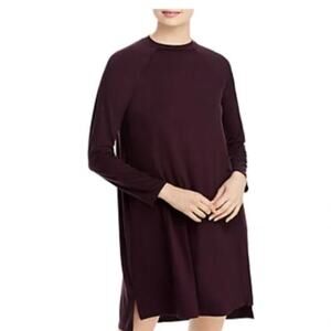 Eileen Fisher Jersey Knit Shift Dress Long Sleeves Lagenlook Minimal Plum Medium